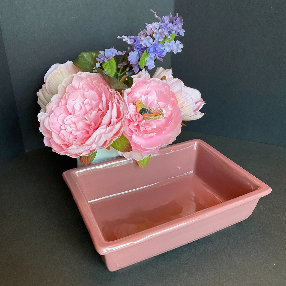 Haeger #882 Rectangular Planter Mauve Pink 7"Lx2.5"H Vintage Pottery Dish Bonzi